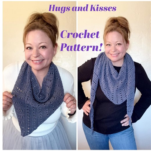 Crochet PATTERN, Hugs and Kisses Bandana Cowl and Triangle Scarf, Two in One Pattern - Etsy