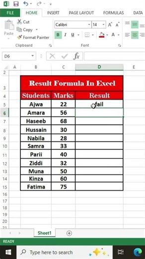 Pass or Fail formula in Excel