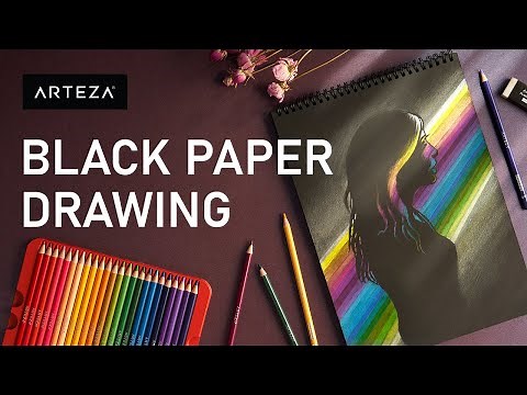 Black Paper Drawing | Arteza Colored Pencils + Handy TIPS | ARTEZA