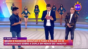 78K views · 52 shares | Rodrigo Faro desafia Bruno e Marrone a falarem 35 curiosidades sobre a dupla em menos de 1 minuto. O resultado foi hilário  Olha só! • Acesse: R7.com/HoraDoFaro | Hora do Faro | Facebook
