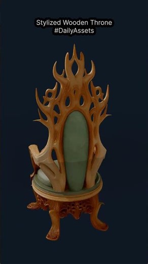 Stylized Wooden Throne 3D Model - Game-Ready Fantasy Furniture Asset #DailyAssets