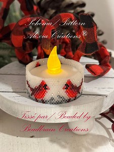 Tea Light Cover Even Peyote Pattern - Cardinal - Etsy