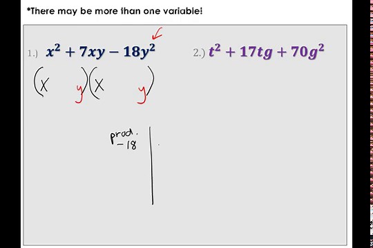 Factor Trinomials, a = 1; harder examples