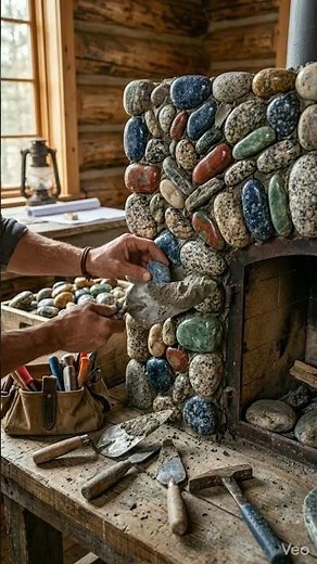 Building a Luxury River Stone Fireplace from Scratch for a Rustic Cabin