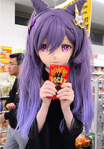 Kigurumi Eating Pocky: Cute Cosplay Snack Moment