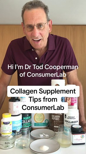 Collagen Supplement Tips from ConsumerLab #collagen #collagendrink #collagenpowder #collagenpeptides #hydrolyzedcollagen #hydrolyzedcollagenpeptides #consumerlab #wrinkles