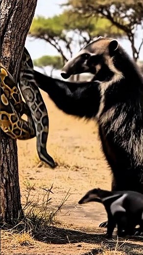 Anteater Protects Her Pup from a Giant Python 🐾 #python