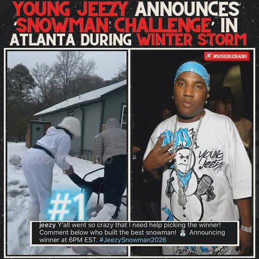 2.2K views · 7.7K reactions | Young Jeezy announces ‘snowman challenge’ in Atlanta during winter snowstorm ☃️￼ Who do y’all think won ⁉️⬇️ #jeezy #snowman #atlanta | soseriuzradio | Facebook