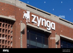 The Zynga logo is seen at Zynga Headquarters in San Francisco. Zynga Inc. is an American social game developer running social video game services Stock Photo - Alamy