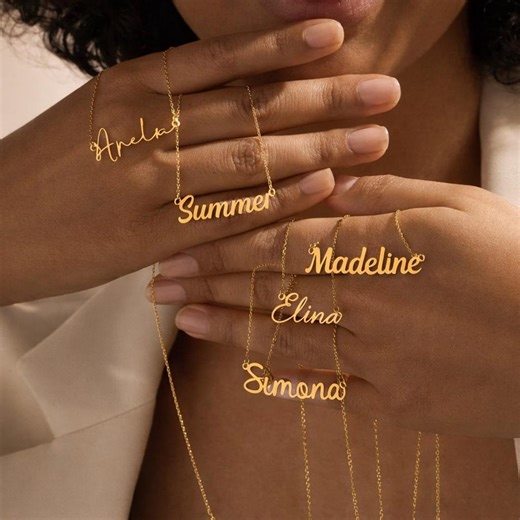 Personalized Gold Pendant – Custom Script Jewelry, Minimal Letter Chain, Gift for Her - Etsy