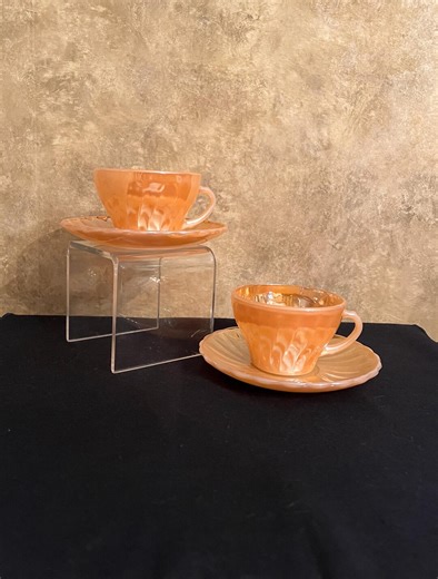 Vintage Anchor Hocking Fire-king Suburpia Peach Lustre Shell Cup & Saucer Set of Two - Etsy