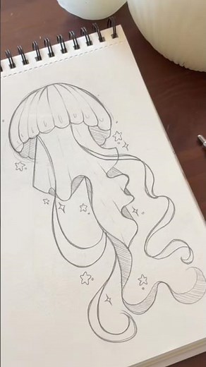 Jellyfish drawing tutorial #art #pendrawing #drawingprocess #sketch