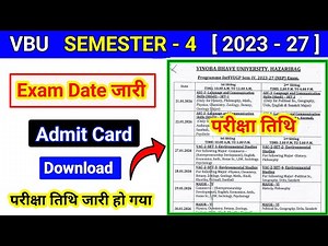 VBU Sem 4 Exam Date | Semester 4 examination calendar l sem 4 admit card kab aayega 2026 bc centre