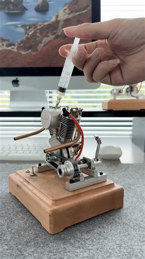 Real miniature Harley V2 engine model