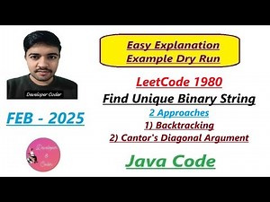 Find Unique Binary String | LeetCode 1980 | Cantor's Diagonal Argument | Java Code| Developer Coder