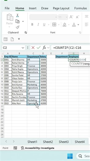 countif formula in Excel ‼️ #shorts #excel