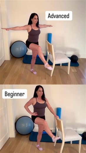 Balance exercises at every level. #homeworkout #balanceexercises #womenover