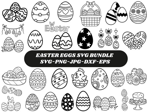 Easter Egg Bundle SVG Files | Easter 2026 Cut Files | Easter Egg Silhouette Vector Files | Happy Easter Vector | Cute Easter Egg Clip Art