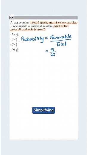 How to Find the Probability of Picking a Green Marble! #satmath #satprep #shorts