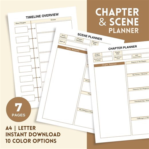 Quick Chapter and Scene Planner, Digital & Printable Story Structure Worksheet, Novel Outline, Plot Planner, Writing Organizer for Authors - Etsy