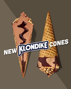 Klondike Cones are complete with a fun swirly top, delicious sauce core & chocolatey tip. Tap to learn more. | Klondike