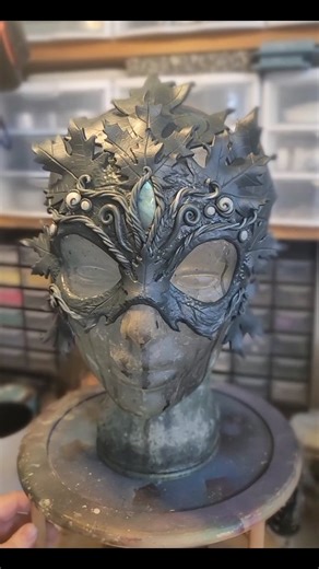 Dryad Leaf Mask Progress from today's ‎⁨@craftalongwithvon⁩ livestream. let's see if she survives the oven! if she does, I'll be painting her tomorrow. sign up for our free newsletter at www.backtoearthcreations.com to get the streaming link emailed directly to you! . #cosclay #polymerclay #dryad #cosplay #fantasyart | Back to Earth Creations