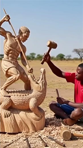 Crocodile wood structure photo #africa #lifeisbutadream #snake #ai #art #animals #gaming #funny