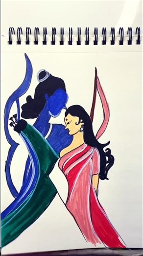 Lord Ram and Mata Sita drawing tutorial Sketch Step by Step or Beginners #youtubeshorts #shortsfeed