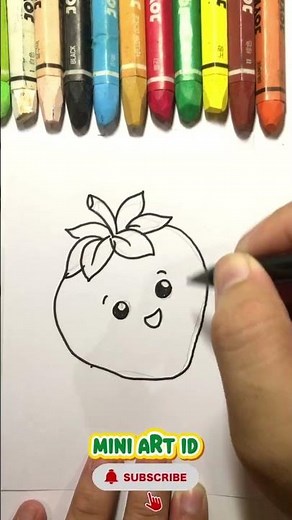 Cute Strawberry Drawing | Easy Cartoon Drawing Tutorial ✨