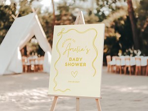 Yellow Baby Shower Welcome Sign | Spring Bow Decor (printable & Digital Download) - Etsy Australia