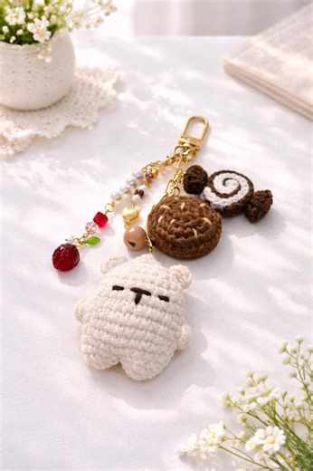Crochet Brown Berry M017 Keychain, Phone Charm - Etsy