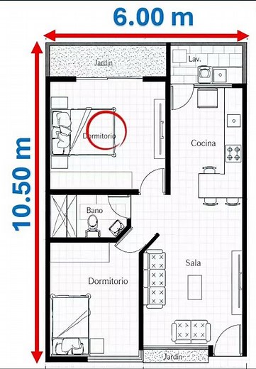 Diseñamos el Plano de una Vivienda de 6x10.5 - COSREC Planos