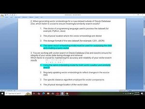 Solution Of Oracle AI Vector Search Professional || 1Z0-184-25 | Part 01 || Q1 TO Q12 || Oracle Cert