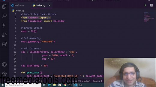 Python 3 Tkinter DatePicker Calendar Using tkcalendar Module GUI Script Desktop App Full Project