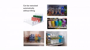 Drink Automatic Pusher Glide, White ABS Width Adjustable 12oz 16oz 16.9oz 20oz Refrigerator Soda Can Organizer Spring Loaded Fridge Drink Dispenser for Beverage Storage (38cm)