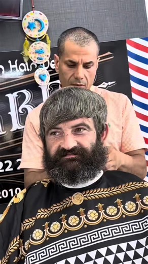 Men_s with a big beard _beard _tutorial..#barberlife #barber #hairstyle #hair #haircut