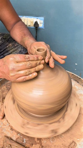 Terracotta pot making process.
