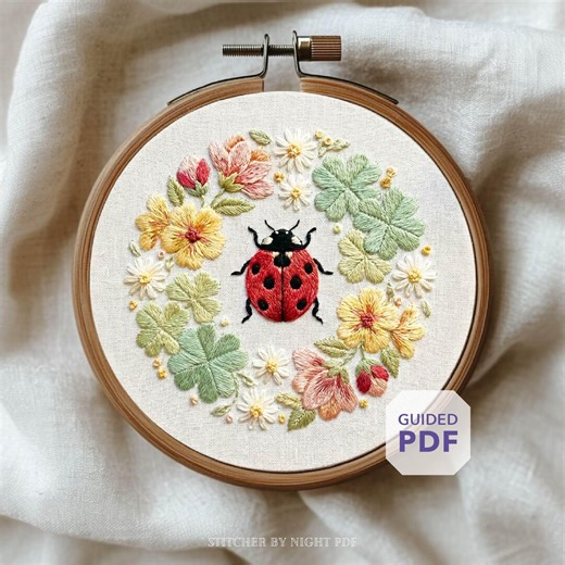 Lucky Ladybug Embroidery Design * Lady Luck Charm * Easy Pdf Pattern - Etsy