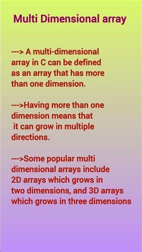 Multi Dimensional Array #array #1darray#2darray