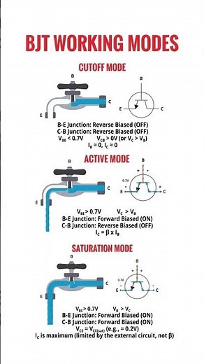 BJT operational regions - cutoff, active and saturation