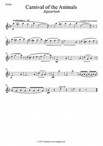 Carnival of the Animals - Aquarium (Saint-Saëns) - Violin Sheet Music