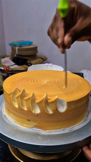 butterscotch cake design/ how to make easy beautiful cake at home #shorts #butterscotch #reels #fyp