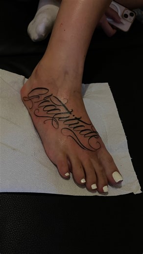 Freehand Lettering Tattoo Ideas for Gratitude