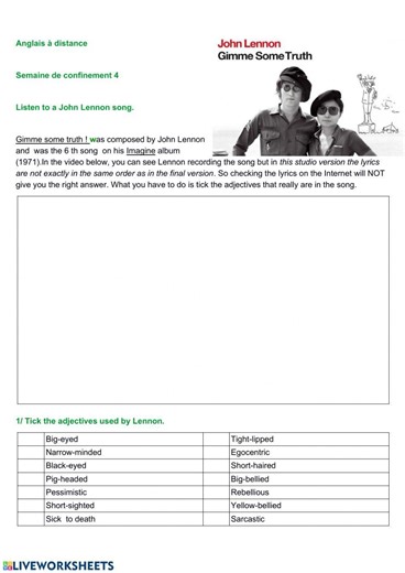 Protest songs & compound adjectives worksheet