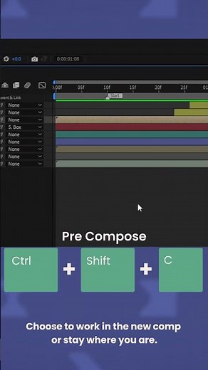 After Effects Timeline Shortcuts 20 - Pre-Compose | #aftereffects #aftereffectstutorial