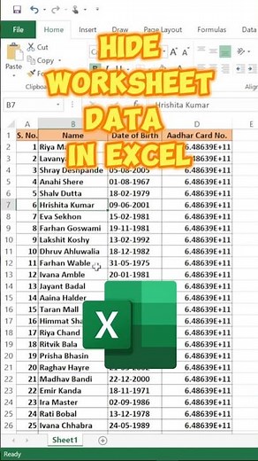 Hide Worksheet Data in Excel / #excel #viral #exceltips #exceltricks #excelhacks #shorts #explore