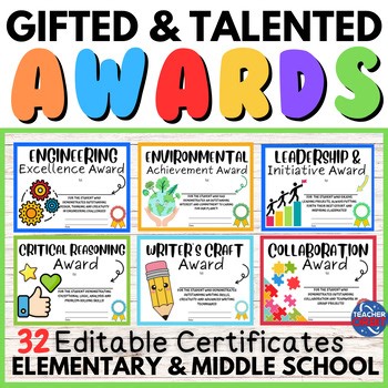 Gifted and Talented Student Awards Achievement Recognition End of the Year