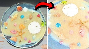 Easy DIY Beachy Seashell and Sand Coaster Tutorial
