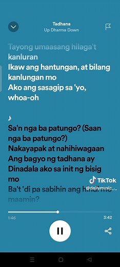 Tadhana - Up Dharma Down #dailymusic #fyp #fypシ #lyrics #fulllyrics #spotify #trending #viral