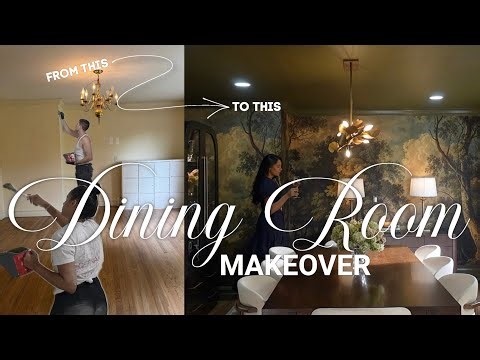 Dining Room Makeover | Installing Wallpaper, Recessed Lights + Decorating